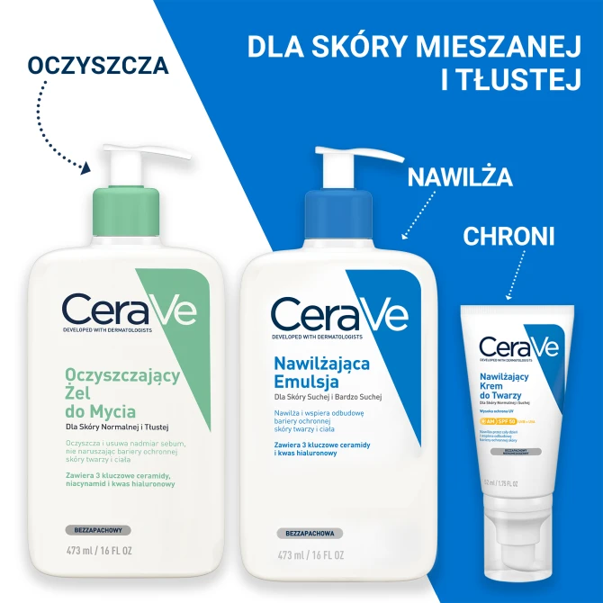 CERAVE Oczyszczający Żel Do Mycia -Skóra Normalna, Mieszana- REFILL 473ml