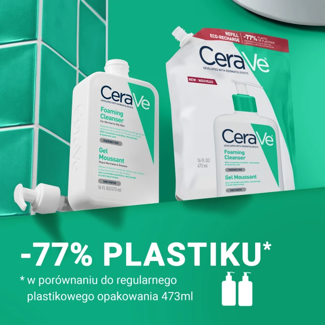 CERAVE Oczyszczający Żel Do Mycia -Skóra Normalna, Mieszana- REFILL 473ml