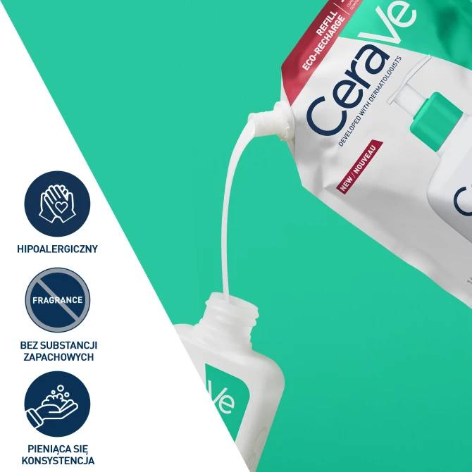 CERAVE Oczyszczający Żel Do Mycia -Skóra Normalna, Mieszana- REFILL 473ml
