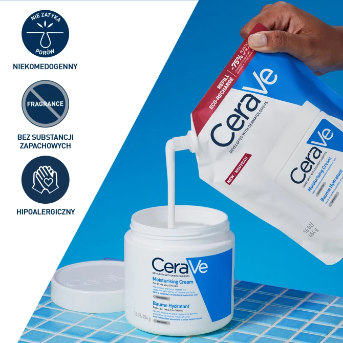 CERAVE Nawilżający Balsam Do Ciała I Twarzy -Skóra Sucha- REFILL 454g