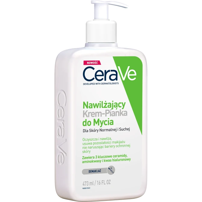 CERAVE Nawilżający Krem-Pianka do Mycia Twarzy I Demakijażu Skóra Sucha I Normalna - 473ml