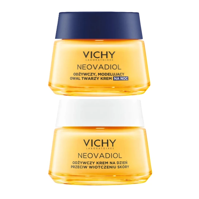 VICHY NEOVADIOL Zestaw Po Menopauzie Odbudowujący Krem Na Dzień - 50 ml + Odbudowujący Krem Na Noc Przeciw Wiotczeniu Skóry - 50 ml