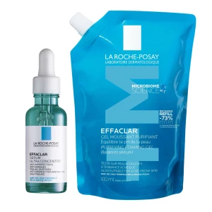LA ROCHE-POSAY ZESTAW EFFACLAR (Oczyszczający Żel Refill - 400ml + Skoncentrowane Serum - 30ml)