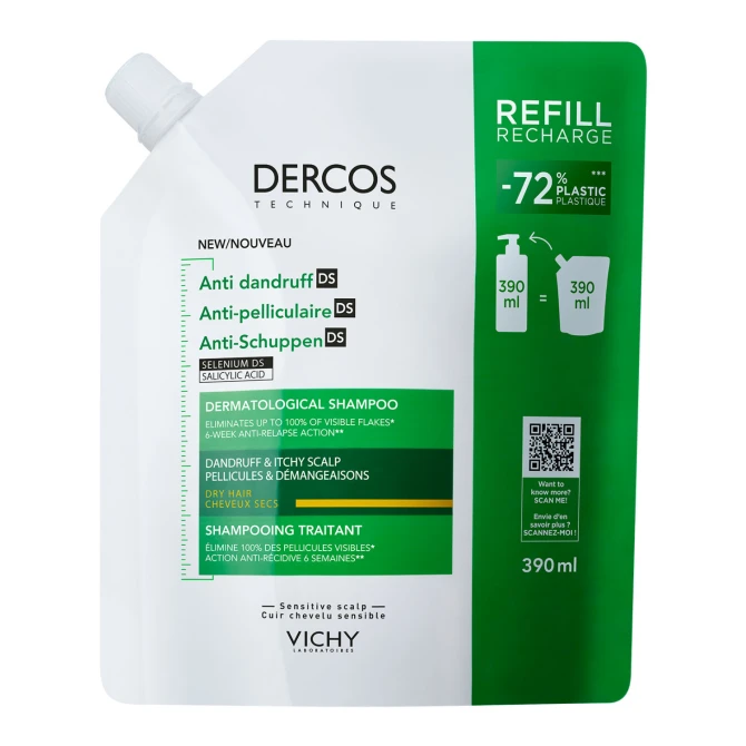 VICHY DERCOS Szampon Przeciwłupieżowy Włosy Suche - 390ml REFILL (id: 68108)