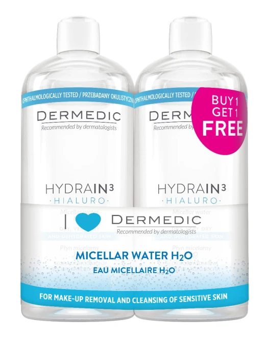 DUOPAK DERMEDIC HYDRAIN 3 HIALURO Płyn micelarny  - 2 x 500 ml