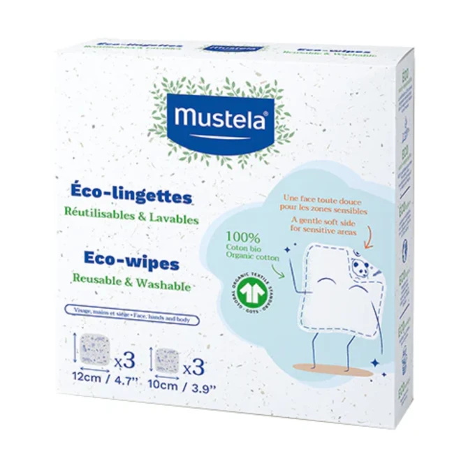 MUSTELA ECO-Chusteczki Wielorazowe z Organicznej Bawełny - 6 szt