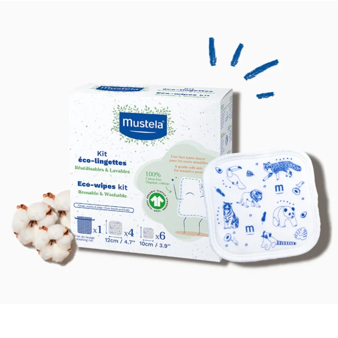 MUSTELA ECO-Chusteczki Wielorazowe z Organicznej Bawełny - 6 szt
