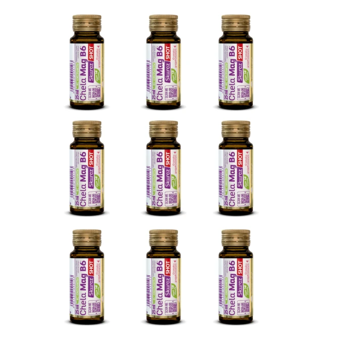 ZESTAW 9 szt x 25 ml OLIMP CHELA MAG B6 Skurcz Shot Smak Grejfrutowy