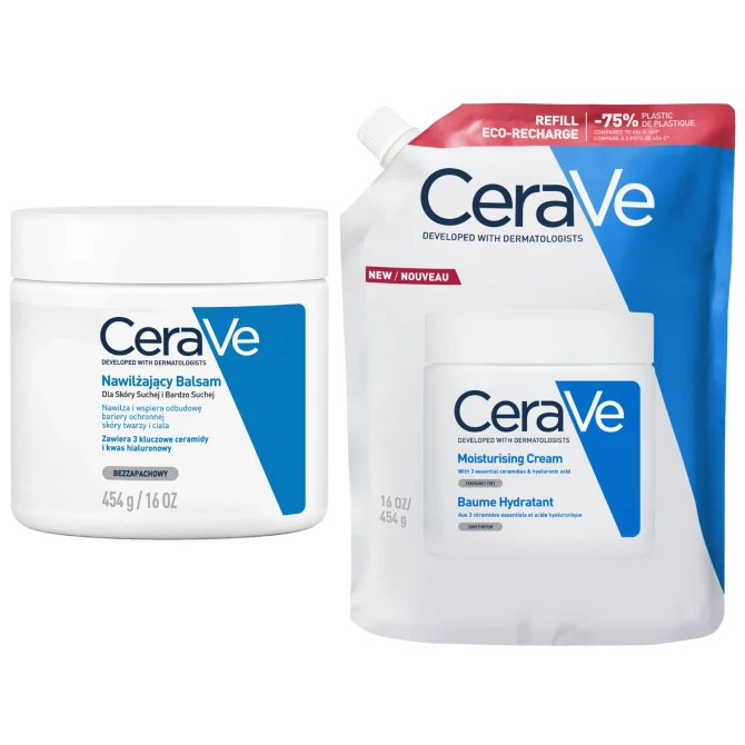 CERAVE Zestaw: Nawilżający Balsam 454g + Uzupełnienie REFILL 454g