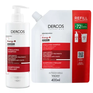 VICHY DERCOS Zestaw: Energy+ Szampon Wzmacniający Włosy 400ml + Uzupełnienie REFILL 400ml