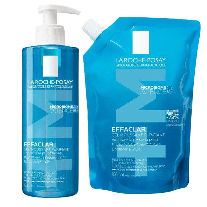 LA ROCHE-POSAY EFFACLAR Zestaw: Oczyszczający Żel Do Skóry Tłustej I Wrażliwej 400ml + Uzupełnienie REFILL 400ml (id