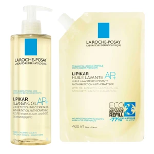 LA ROCHE-POSAY LIPIKAR OIL AP+ Zestaw: Olejek Myjący Uzupełniający Poziom Lipidów 400ml + Uzupełnienie REFILL 400ml