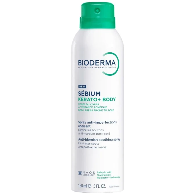 BIODERMA SEBIUM Kerato+ Spray do ciała 3w1 na trądzik, zaczerwienienia i blizny - 150ml