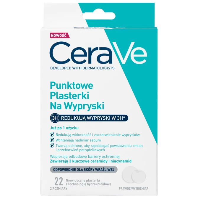 CERAVE Punktowe Plasterki Na Wypryski Dla Skóry Trądzikowej, Wrażliwej​ - 22 szt.