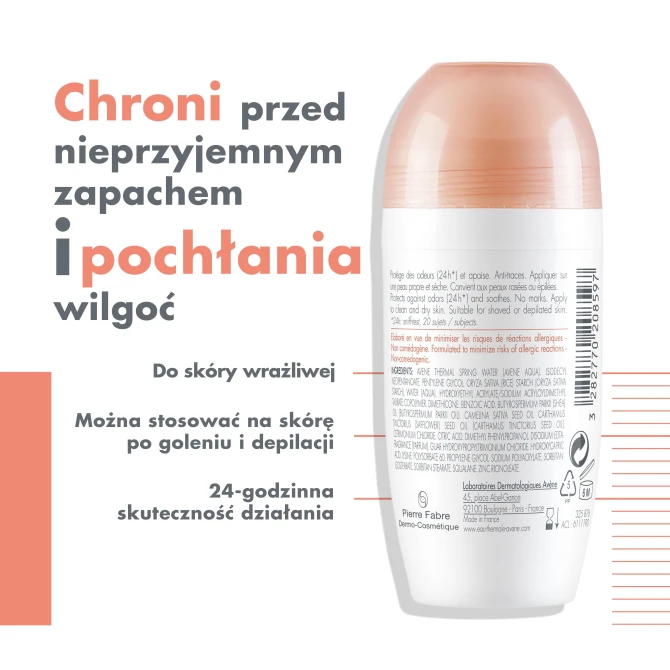 AVÈNE Eau Thermale BODY Dezodorant w kulce 24h - 50ml