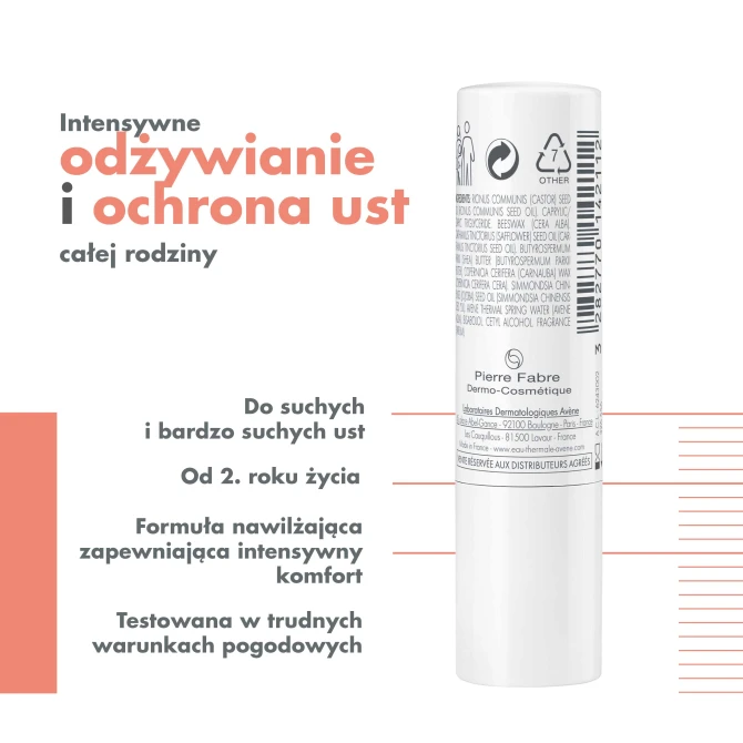 AVÈNE Eau Thermale Cold Cream NUTRITION Odżywcza Pomadka Do Ust 4g