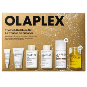 OLAPLEX The Full-On Shine Zestaw: N° 4 Szampon 100ml + N° 5 Odżywka 100ml + N° 3 kuracja 30ml + N° 6 Krem 100ml + N° 7 Olejek 30ml + N° 0.5 Serum 5ml