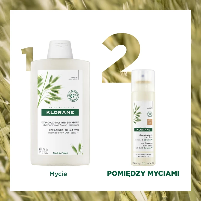 KLORANE Ultrałagodny szampon suchy – włosy brązowe i ciemnobrązowe – z Owsem i Ceramide - 150ml
