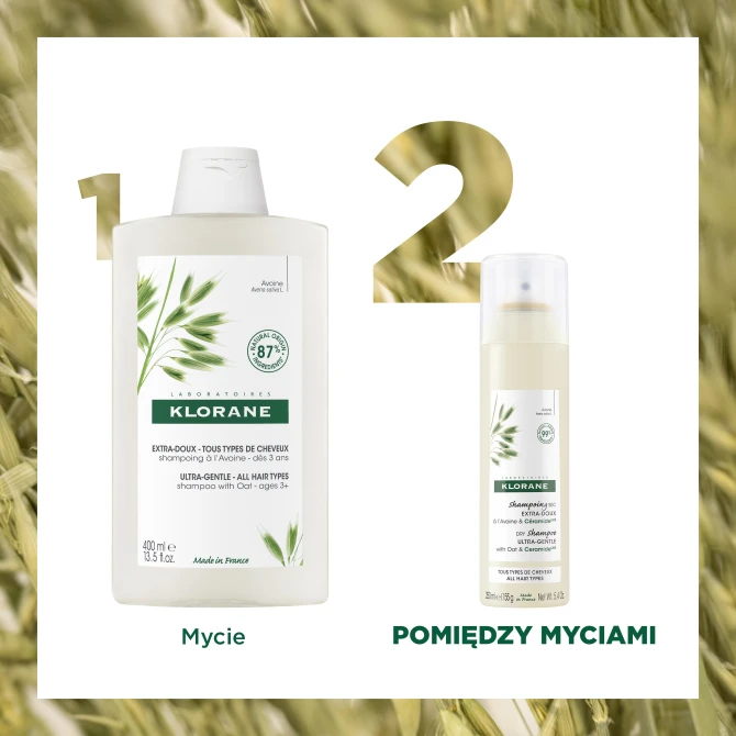 KLORANE Ultrałagodny Szampon Suchy – wszystkie rodzaje włosów – Owies i Ceramide - 150ml