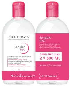 BIODERMA SENSIBIO H2O Duopack Woda Micelarna 1+1 - 500 ml x2