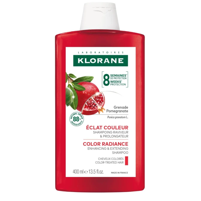 KLORANE PROMIENNOŚĆ KOLORU Szampon przedłużający trwałość i intensywność koloru z granatem - 400ml (id: 25200)