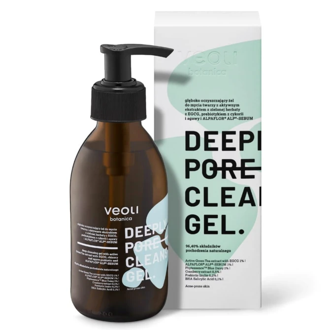 VEOLI BOTANICA Deeply Pore Cleansing Gel głęboko oczyszczający żel do mycia twarzy z ekstraktem z zielonej herbaty - 200ml (id: 40095)
