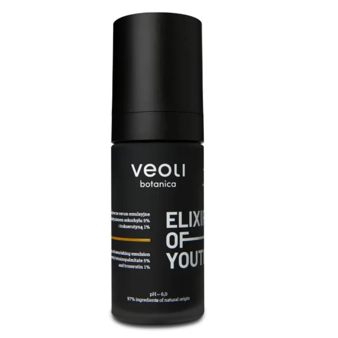 VEOLI BOTANICA Elixir Of Youth rozjaśniająco-odżywcze serum emulsyjne z tetraizopalmitynianem askorbylu 5% i trokserutyną 1% - 30ml (id: 61658)