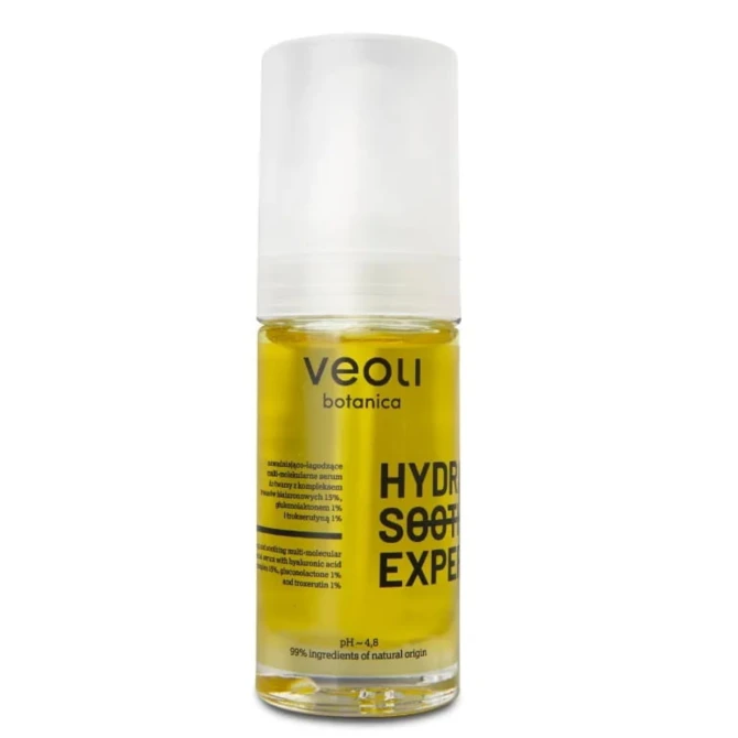 VEOLI BOTANICA Hydra Soothing Expert nawadniająco-łagodzące multi-molekularne serum do twarzy z kompleksem kwasów hialuronowych 15% glukonolaktonem 1% i trokserutyną 1% - 30ml (id: 61660)