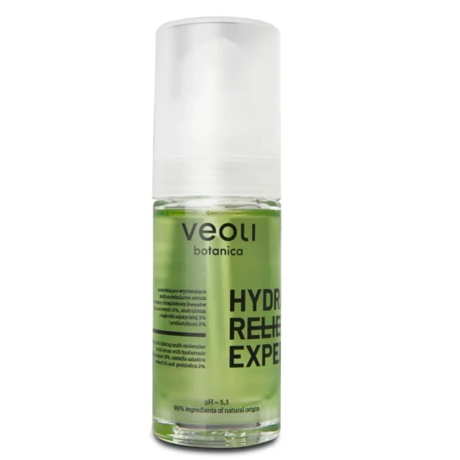 VEOLI BOTANICA Hydra Relief Expert nawadniająco-wyciszające multi-molekularne serum do twarzy z kompleksem kwasów hialuronowych 15% ekstraktem z wąkrotki azjatyckiej 3% i prebiotykami 2% 30ml (id: 61661)