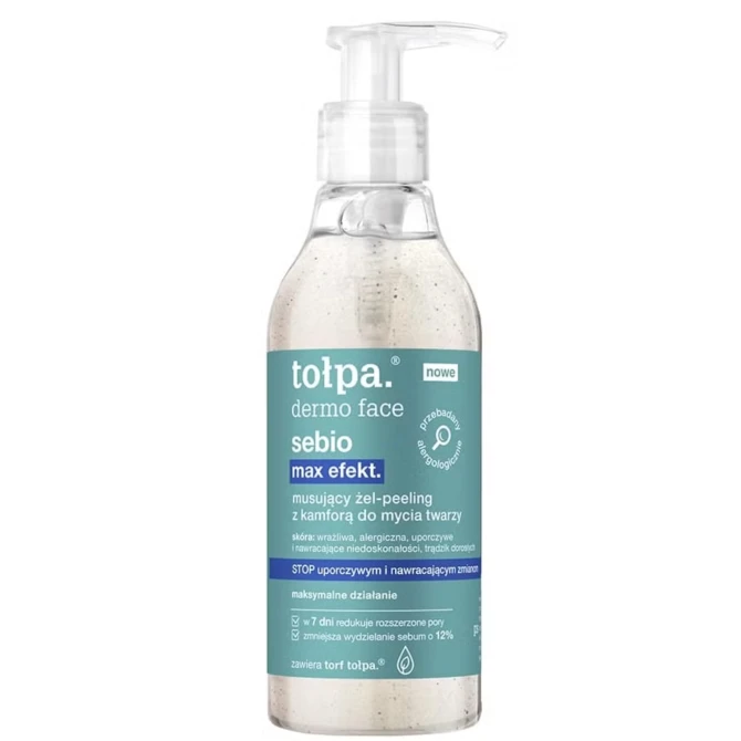 TOŁPA DERMO FACE SEBIO MAX EFEKT Musujący Żel-Peeling z kamforą do mycia twarzy - 195ml (id: 72857)