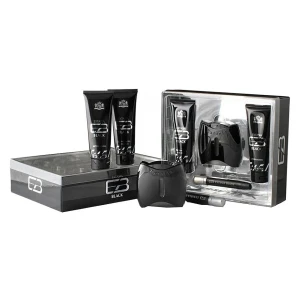 New Brand Extasia Black zestaw woda toaletowa spray 100ml + balsam po goleniu 130ml + żel pod prysznic 130ml + woda toaletowa spray 15ml