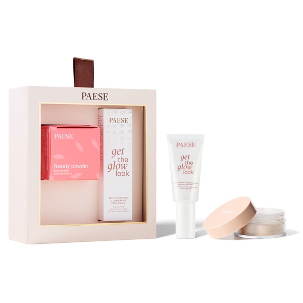 PAESE All About The Base 01 zestaw rozświetlający krem do twarzy 30ml + sypki puder jęczmienny 10g