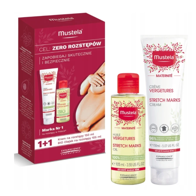 MUSTELA ZESTAW Maternite Cel: ZERO Rozstępów. Krem 150ml + Olejek 105ml (id: 73253)