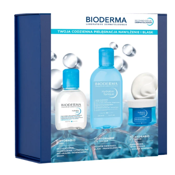 BIODERMA Hydrabio Zestaw: Krem 50ml + Tonik 250ml + Woda micelarna 100ml (id: 73378)
