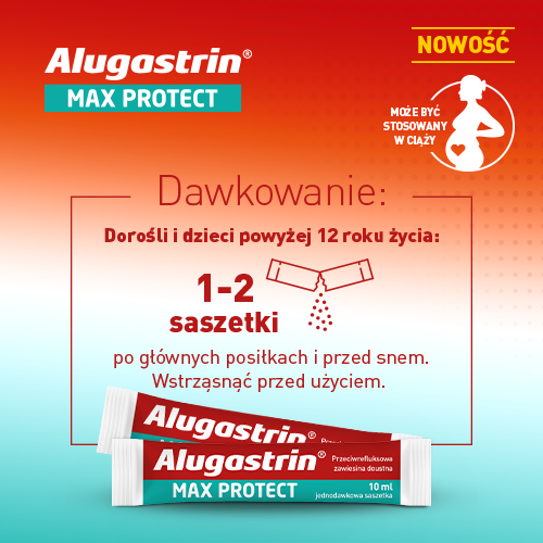ALUGASTRIN Max Protect, przeciwrefluksowa zawiesina doustna, saszetki - 10x10ml