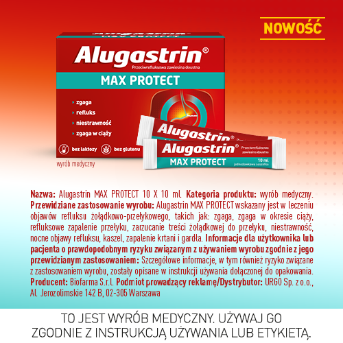 ALUGASTRIN Max Protect, przeciwrefluksowa zawiesina doustna, saszetki - 10x10ml