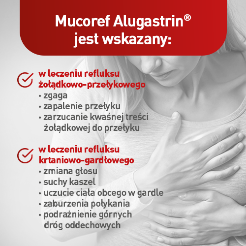 ALUGASTRIN Mucoref leczenie refluksu żołądkowego, saszetki 14x15 ml
