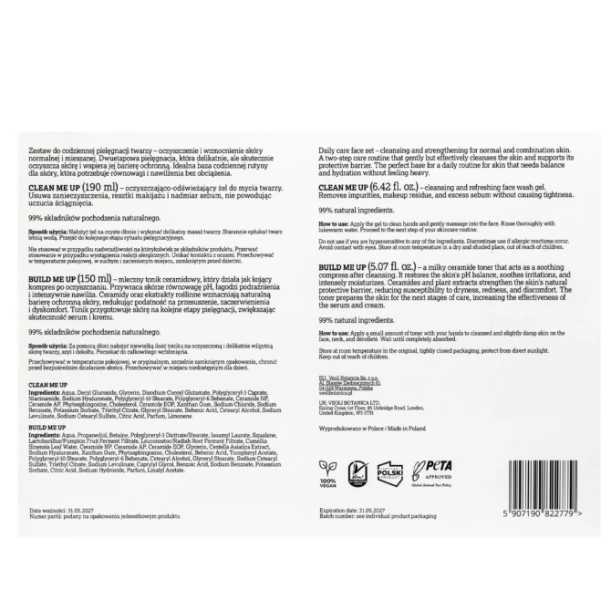 VEOLI BOTANICA Pure Essentials Zestaw: Mleczny tonik ceramidowy 150ml + Żel do mycia twarzy 190ml (id: 73584)