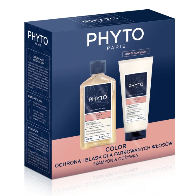 PHYTO COLOUR Zestaw: szampon chroniący kolor 250 ml + odżywka 175 ml