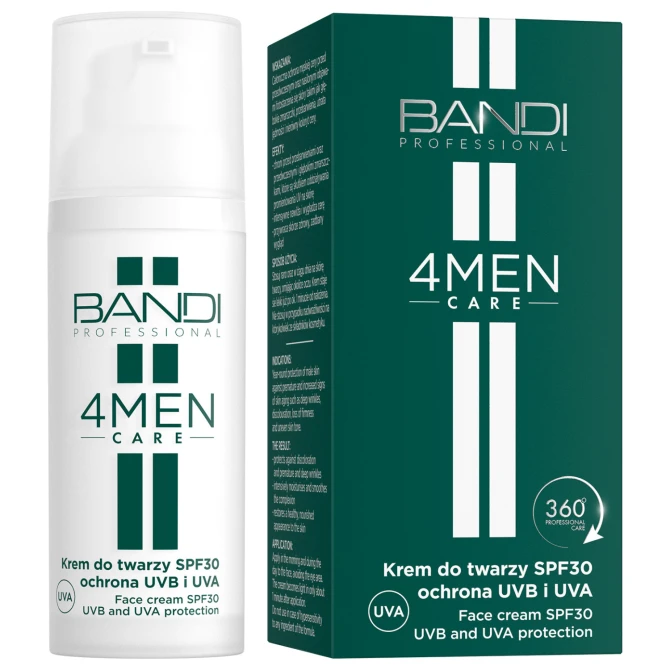 BANDI Professional 4MEN Care Krem do twarzy SPF30 ochrona UVB i UVA - 50ml