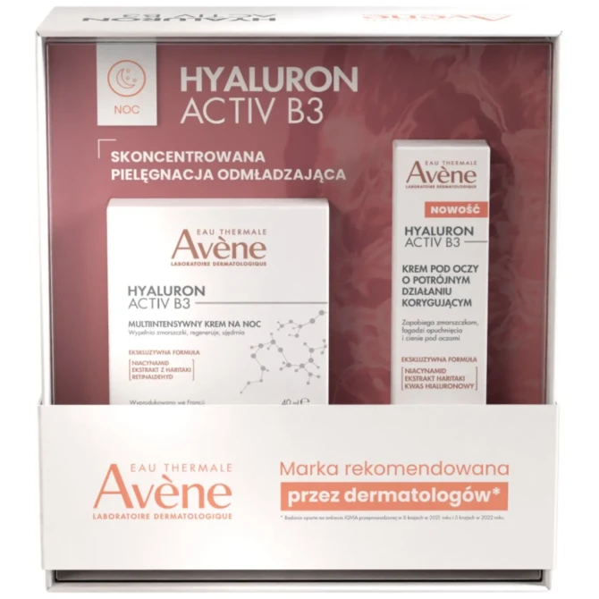 AVENE zestaw Hyaluron Activ B3: Krem na noc 50ml + Krem pod oczy 15ml
