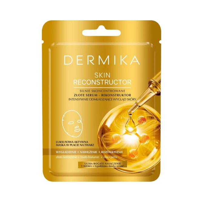 DERMIKA Skin Reconstructor Silnie skoncentrowane złote serum-rekonstruktor intensywnie odmładzający wygląd skóry maska w płacie 1 szt.