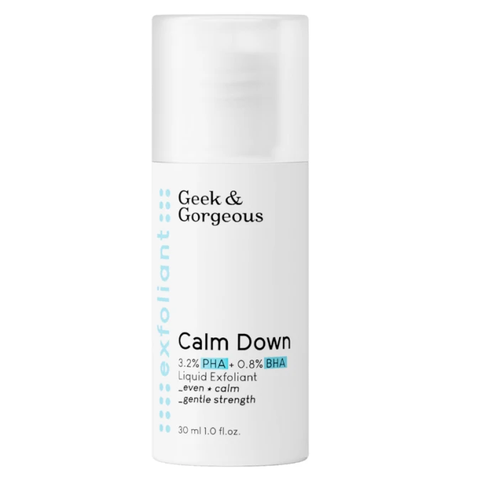 Geek and Gorgeous Calm Down - delikatny eksfoliator do twarzy z 4% kwasami PHA + BHA - 30 ml (id: 77380)