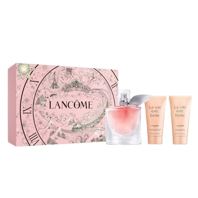 Lancome La Vie Est Belle zestaw woda perfumowana spray 30ml + balsam do ciała 50ml + żel pod prysznic 50ml (id: 77412)
