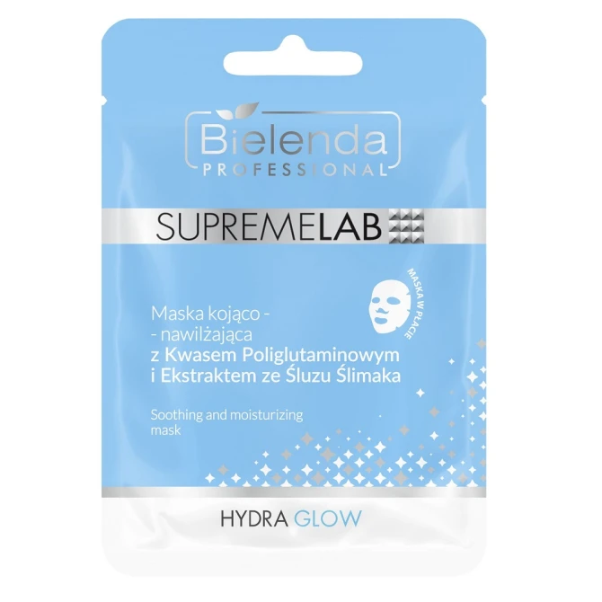 BIELENDA PROFESSIONAL SupremeLab Hydra Glow Maska kojąco-nawilżająca z kwasem poliglutaminowym i ekstraktem ze śluzu ślimaka 20 g