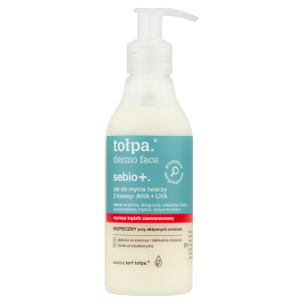 TOŁPA Dermo Face Sebio+ Żel Do Mycia Twarzy 2 Kwasy: AHA + LHA - 195 ml