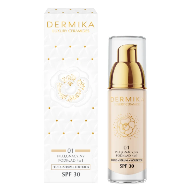 Dermika Luxury Ceramides 01, Pielęgnacyjny podkład 4w1, SPF 30 - 30ml (id: 78054)
