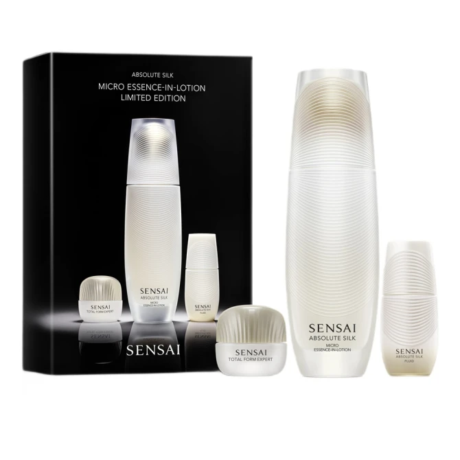 Sensai Absolute Silk zestaw Micro Essence-In-Lotion balsam do ciała 125ml + Absolute Silk Fluid nawilżająca emulsja 16ml + Expert Cream krem do twarzy 9ml
