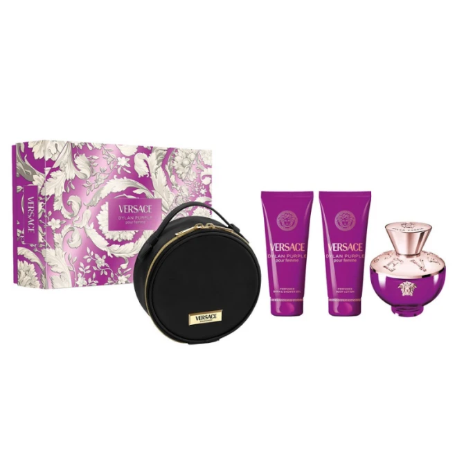 Versace Dylan Purple Pour Femme zestaw woda perfumowana spray 100ml + balsam do ciala 100ml + żel pod prysznic 100ml + kosmetyczka (id: 75267)