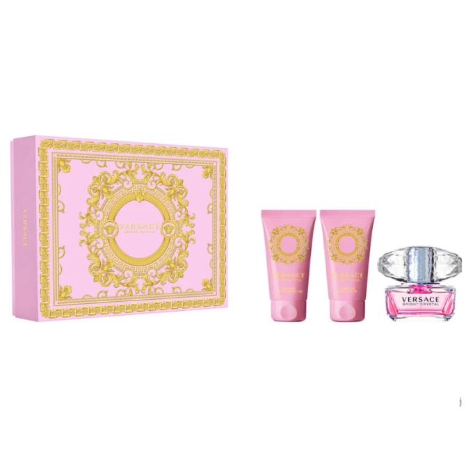 Versace Bright Crystal zestaw woda toaletowa spray 50ml + żel pod prysznic 50ml + balsam do ciała 50ml (id: 61237)